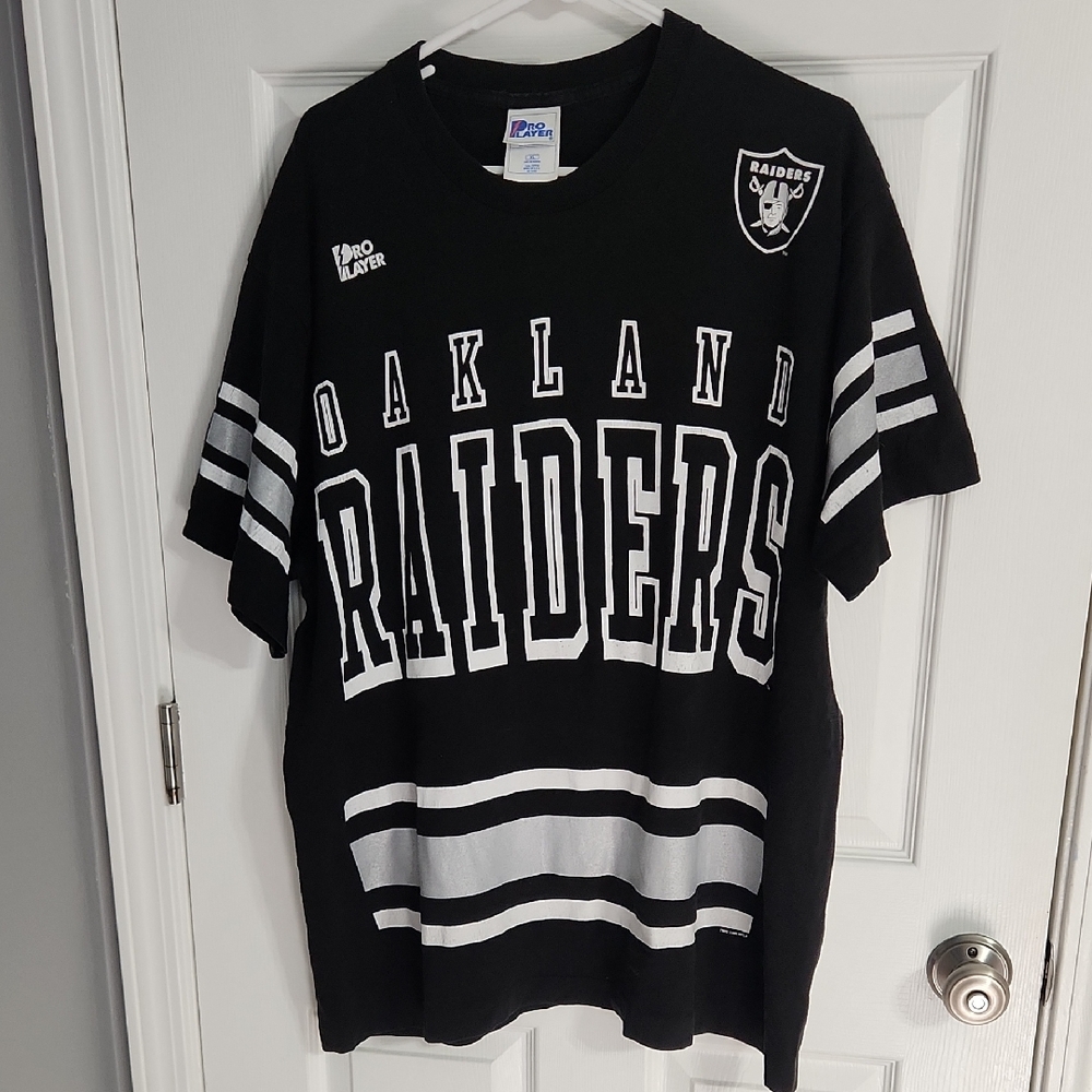 Mens Vintage ProPlayer AOP Oakland Raiders T-shirt Sz. XL